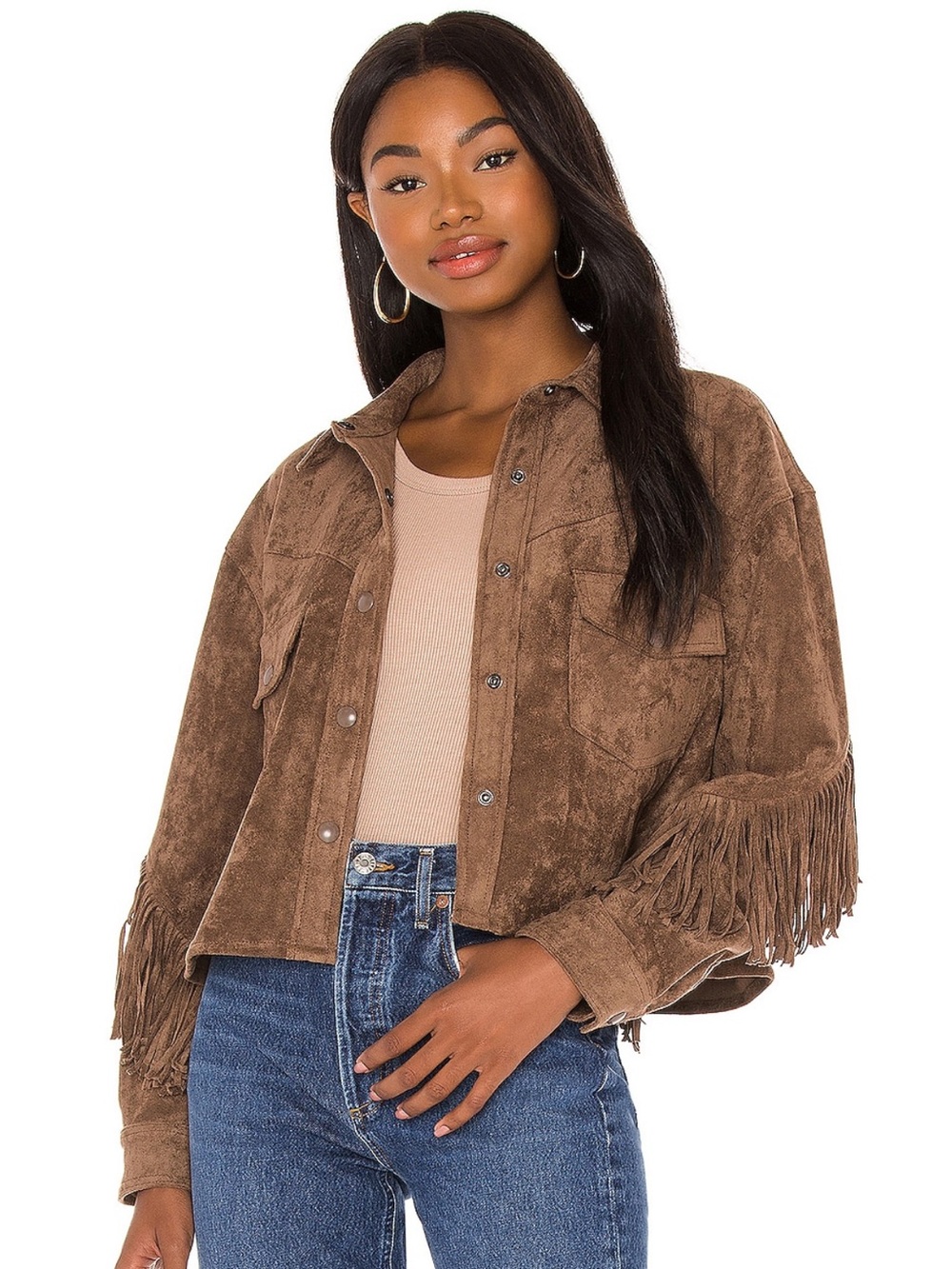 Blank NYC Brown Suede Fringe Jacket - Picture 4 of 10